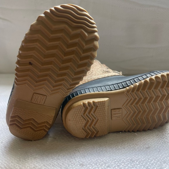 Baby Gap Nayy and Gold Winter Rain Duck Boots Faux Fur Toddler Sz 7T/8T - Picture 4 of 5